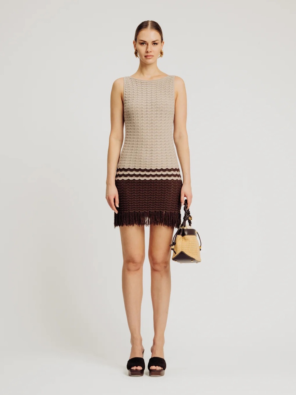 Torn by Ronny Kobo Birdie Fringe Mini Dress NWT